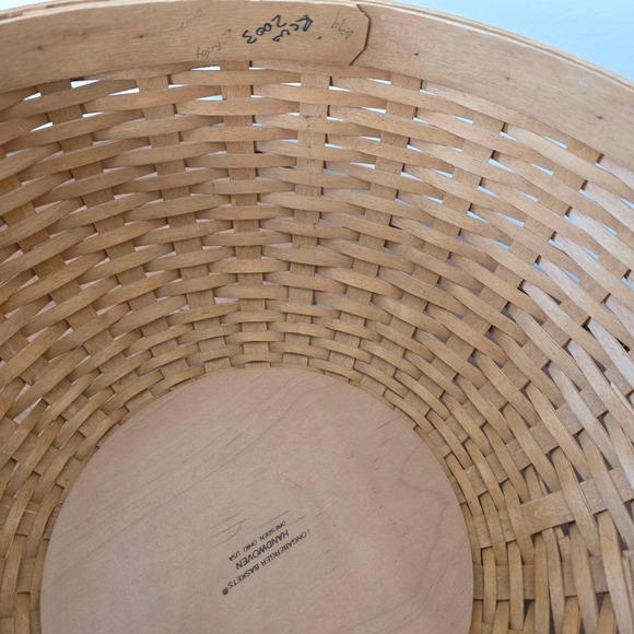 Longaberger Nesting Baskets Set of 2 Round Handwoven 2003 with Lids & Protectors - Picture 7 of 16